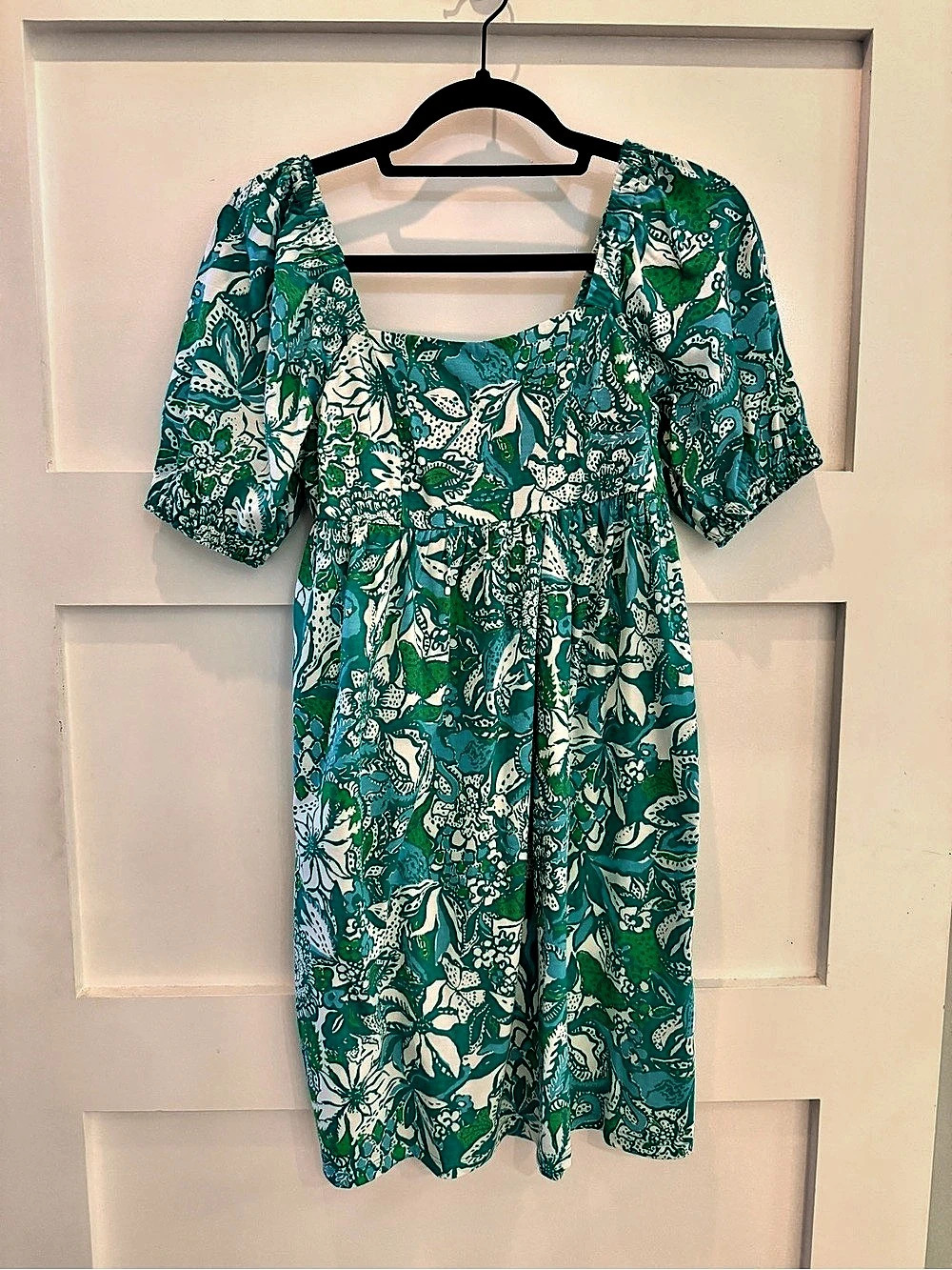 Lilly Pulitzer Delaney Short Sleeve Dress Floral Mini Dress Botanical Green